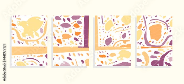 Obraz art template set, green nature seasons, vector abstract background  with drawing elements, thin lines