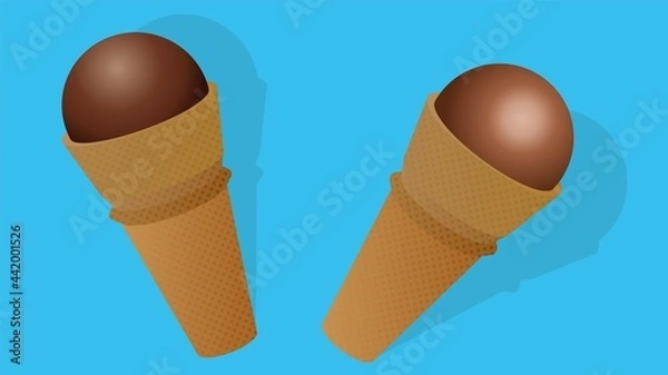 Obraz Ice cream in waffle cup. Vector illustration.