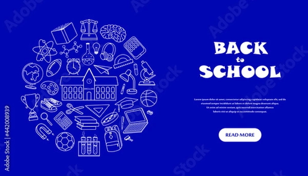 Fototapeta Back to school set of doodle elements.