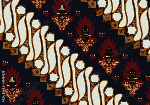 Fototapeta Parang Batik motifs from Yogyakarta, some combined with various colors and patterns of flora and fauna