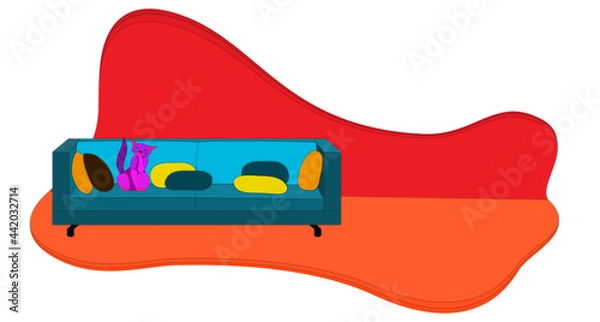 Obraz Room: cat in sofa