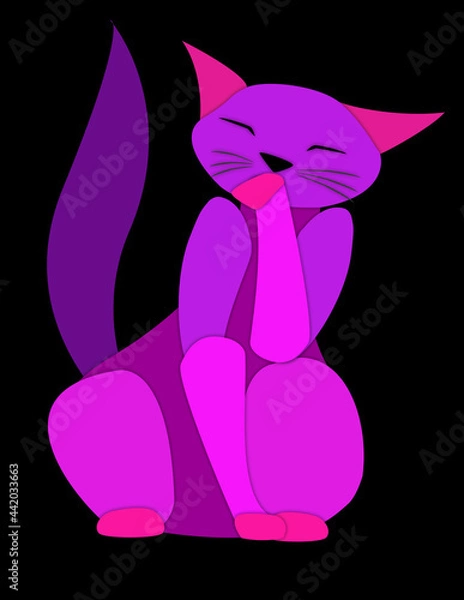 Obraz Cat pink background black
