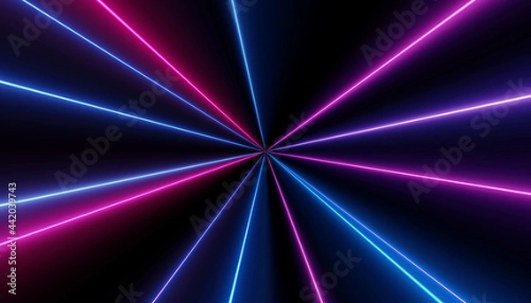 Obraz neon blue pink abstract futuristic galaxy ultraviolet curvy glowing dna neuron lines laser scientific Sci-Fi high speed resolution abstract black background