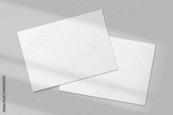 Fototapeta Realistic blank postcard illustration for mockup. 3D Render.