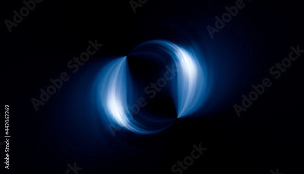 Obraz blue light rays in symmetry and abstract form over a black background