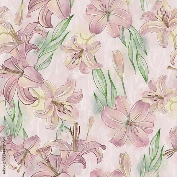 Obraz seamless floral pattern lily 