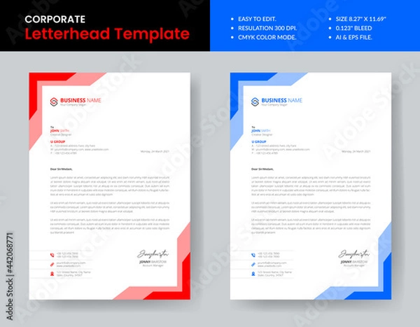 Fototapeta New Style Letterhead Template Design Print Ready
