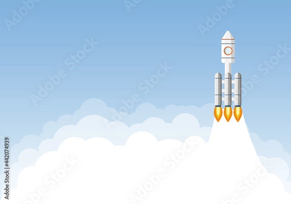 Fototapeta Rocket takes off into outer space