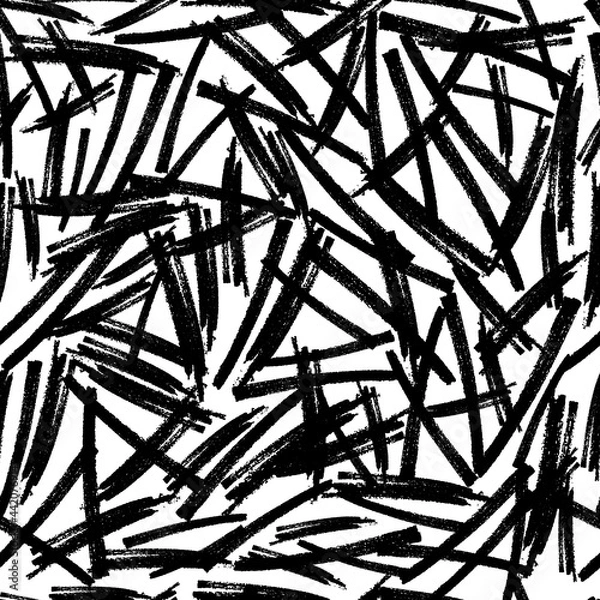 Fototapeta Seamless pattern with black marker brushstrokes