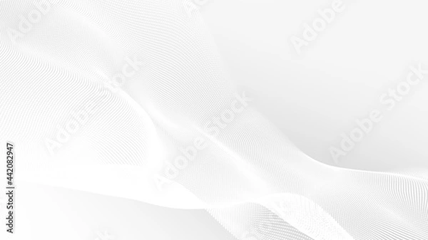 Obraz Dot white gray wave light technology texture background. Abstract big data digital concept. 3d rendering.