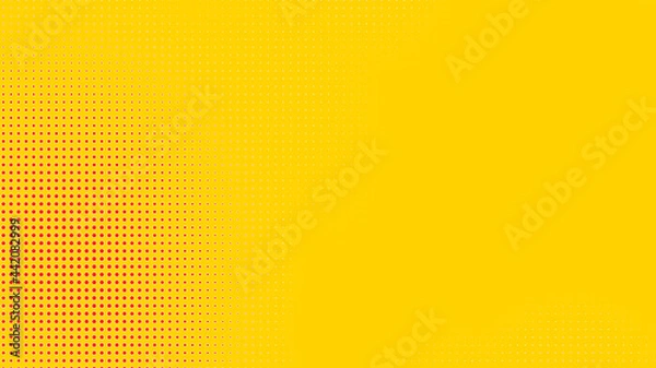 Fototapeta Dots halftone orange yellow color pattern gradient texture with technology digital background. Dots pop art comics with summer background.