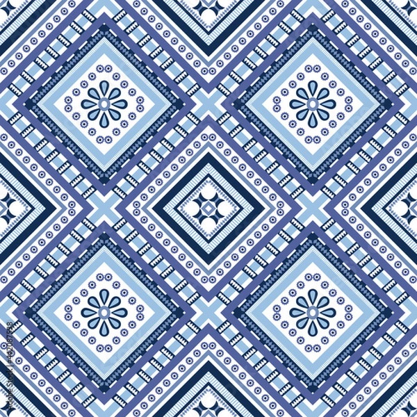 Fototapeta Ethnic geometric oriental seamless pattern traditional design for background carpet wallpsper clothing wrapping batik fabric vector illustration embroidery style ikat gypsy indian maxican decorate 