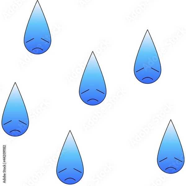 Obraz Sad face in blue with teardrop 08