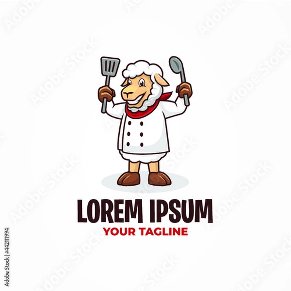 Obraz AWESOME CHEF SHEEP LOGO TEMPLATE