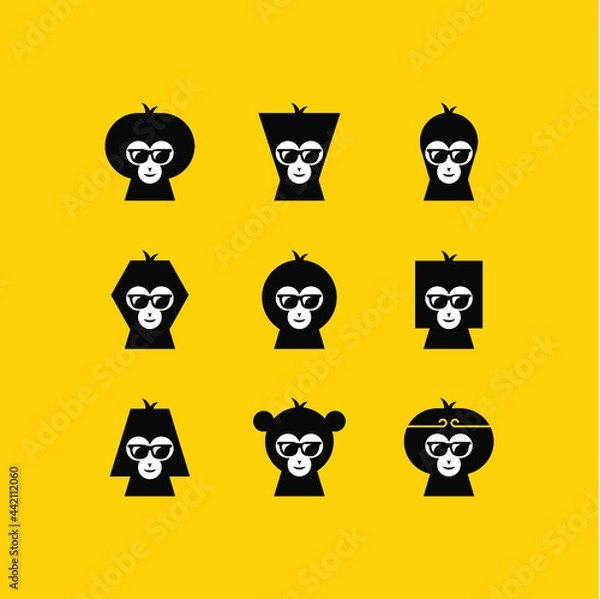 Obraz AWESOME SET APE FACE LOGO TEMPLATE