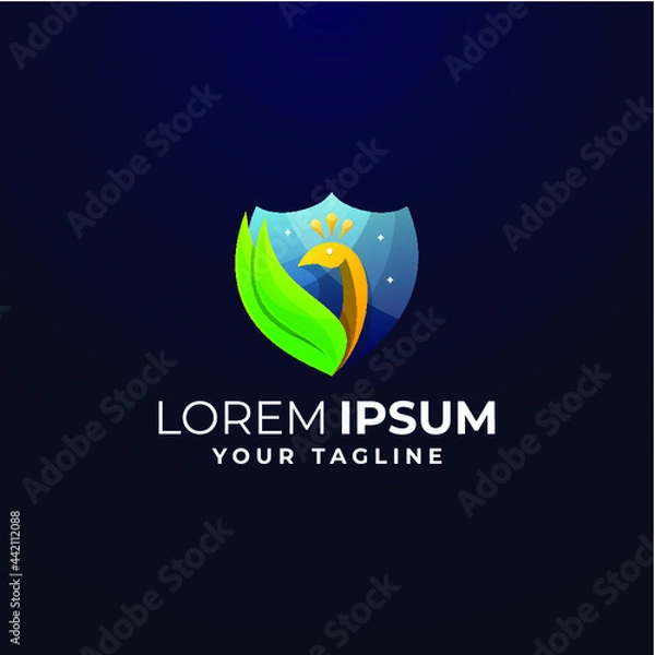 Obraz AWESOME SHIELD PEACOCK LOGO TEMPLATE
