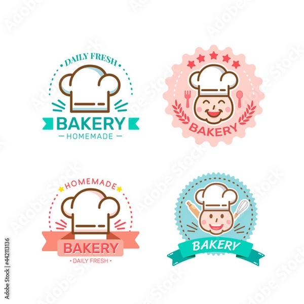 Fototapeta Sweet bakery and bread labels design for sweets shop