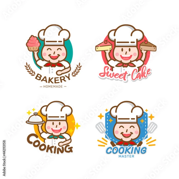 Fototapeta Sweet bakery and bread labels design for sweets shop