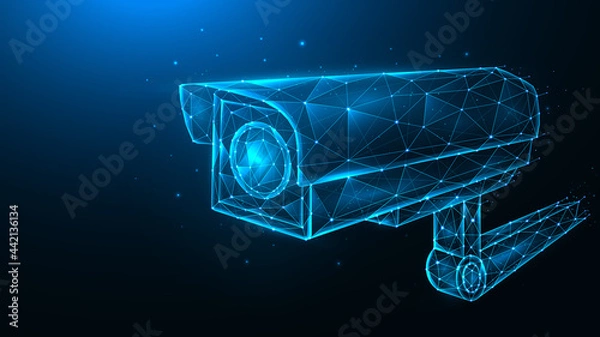 Obraz Vector polygonal illustration of cctv camera, security camera, video surveillance system.