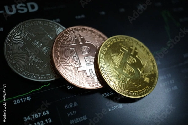 Obraz 仮想通貨/ビットコインのメダル, Crypto Currency/Bitcoin Medal, BTC