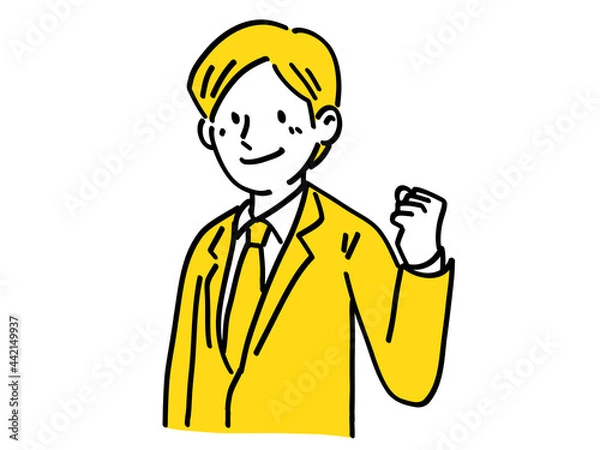 Fototapeta やる気 ガッツポーズ 気合い 男性 シンプル イラスト.