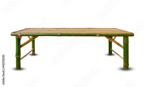 Obraz Bamboo table isolated on white background with clipping path