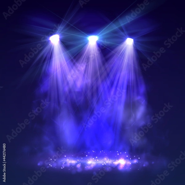 Obraz Spotlight on stage with smoke and light.