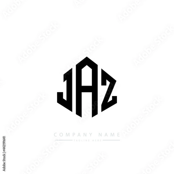 Fototapeta JAZ letter logo design with polygon shape. JAZ polygon logo monogram. JAZ cube logo design. JAZ hexagon vector logo template white and black colors. JAZ monogram, JAZ business and real estate logo. 