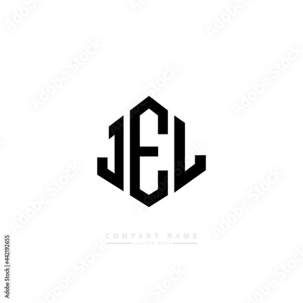 Obraz JEL letter logo design with polygon shape. JEL polygon logo monogram. JEL cube logo design. JEL hexagon vector logo template white and black colors. JEL monogram, JEL business and real estate logo. 