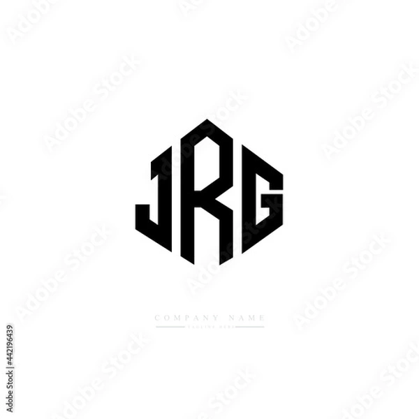 Fototapeta JRG letter logo design with polygon shape. JRG polygon logo monogram. JRG cube logo design. JRG hexagon vector logo template white and black colors. JRG monogram, JRG business and real estate logo. 