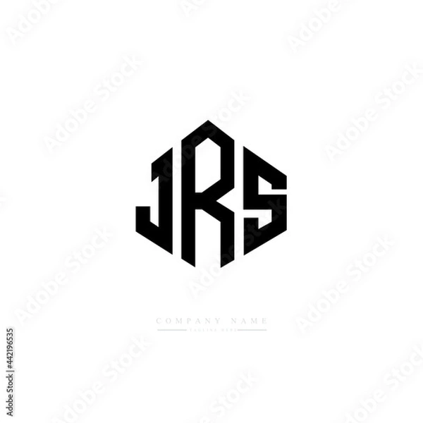 Fototapeta JRS letter logo design with polygon shape. JRS polygon logo monogram. JRS cube logo design. JRS hexagon vector logo template white and black colors. JRS monogram, JRS business and real estate logo. 