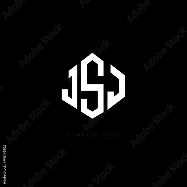 Fototapeta JSJ letter logo design with polygon shape. JSJ polygon logo monogram. JSJ cube logo design. JSJ hexagon vector logo template white and black colors. JSJ monogram, JSJ business and real estate logo. 
