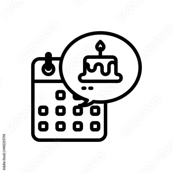 Fototapeta Calendar with cake outline icons. Vector illustration. Editable stroke. Isolated icon suitable for web, infographics, interface and apps.