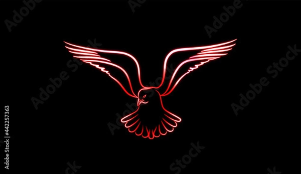 Obraz flying eagle bird neon 
