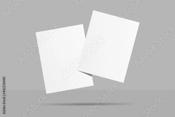 Fototapeta Realistic blank flyer brochure for mockup. Paper or poster illustration. 3D Render.