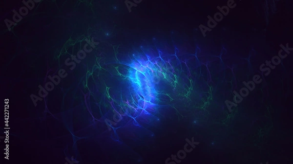 Fototapeta 3D rendering abstract blue fractal light background