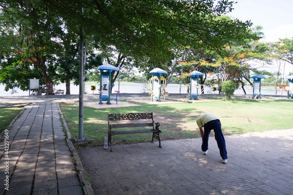 Obraz Asian man exercise in the park.