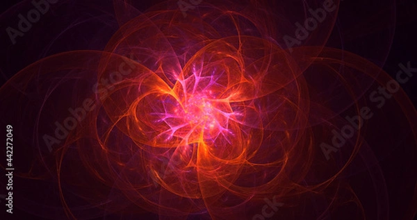 Fototapeta 3D rendering abstract red fractal light background
