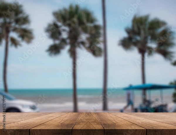 Obraz 3D rendering, wooden top table on isolate blurred background