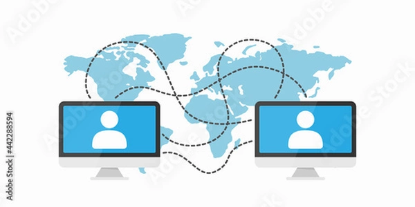 Fototapeta Two computers connected via internet technology