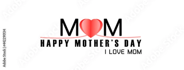 Obraz Mother's day greeting card. Symbols of love on white background