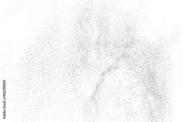 Fototapeta Distressed black texture. Dark grainy texture on white background. Dust overlay textured. Grain noise particles. Rusted white effect. Grunge design elements. Vector illustration, EPS 10.