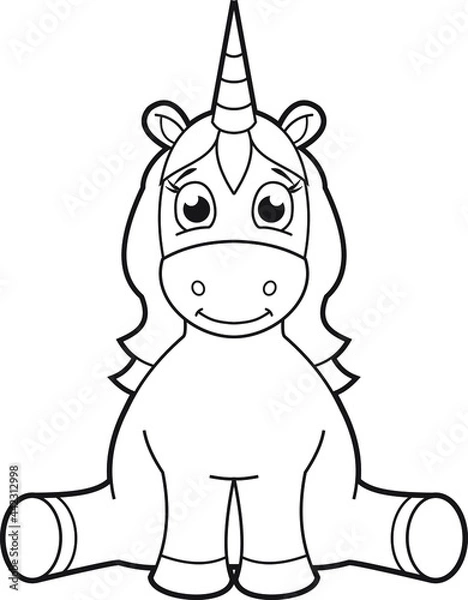 Obraz Cartoon unicorn. Coloring page. Illustration for children. Cute and funny cartoon characters. Coloring book for small children.