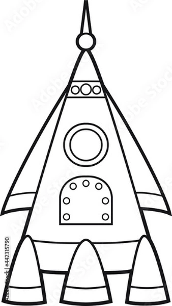 Obraz Cartoon space rocket. Coloring page. Illustration for children. Cute and funny cartoon characters. Coloring book for small children.