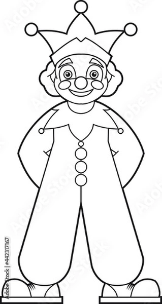 Obraz Cartoon clown. Coloring page. Illustration for children. Cute and funny cartoon characters. Coloring book for small children