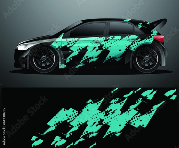 Fototapeta Rally car decal graphic wrap vector, abstract background