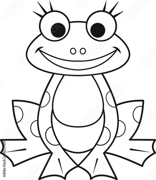 Obraz Cartoon frog. Coloring page. Illustration for children. Cute and funny cartoon characters. Coloring book for small children.