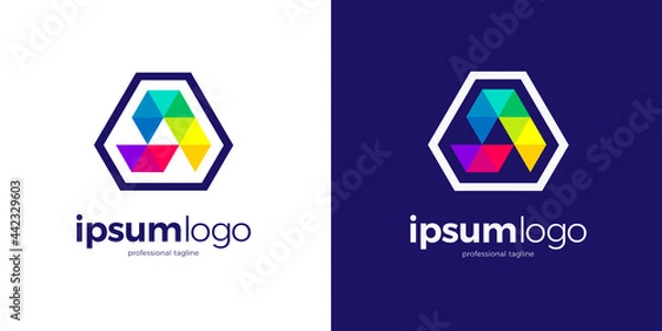 Fototapeta Colorful polygonal triangle logo