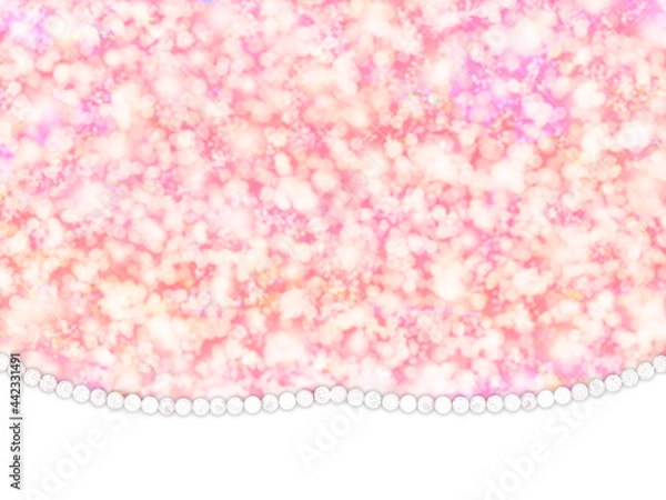 Fototapeta キラキラしたイルミネーションピンクとパールの背景