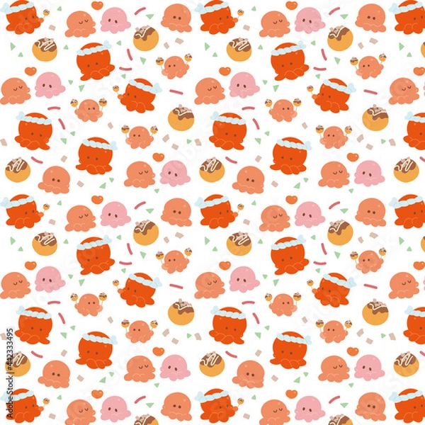 Obraz たこのたこ焼き屋　シームレス　パターン